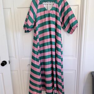 SHEIN Green and Pink Striped Maxi Dress